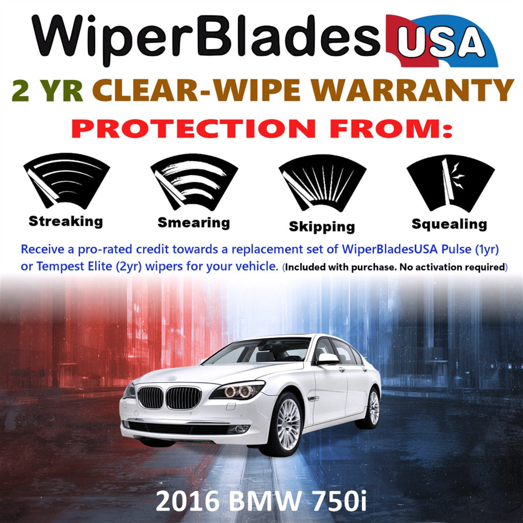 2016 BMW 750i Wiper Blades Set w/2yr Warranty (Set of 2) Tempest Elite Wipers-1