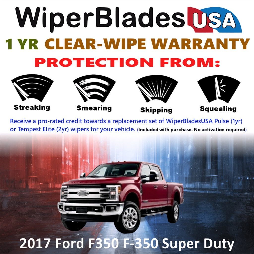 2017 Ford F350 F-350 Super Duty Wiper Blades w/1yr Warranty (Set of 2) Wipers-1