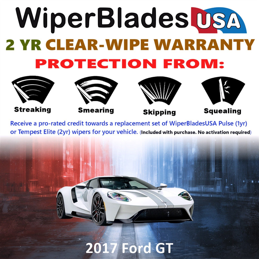 2017 Ford GT Wiper Blades Set w/2yr Warranty (Set of 2) Tempest Elite Wipers-1