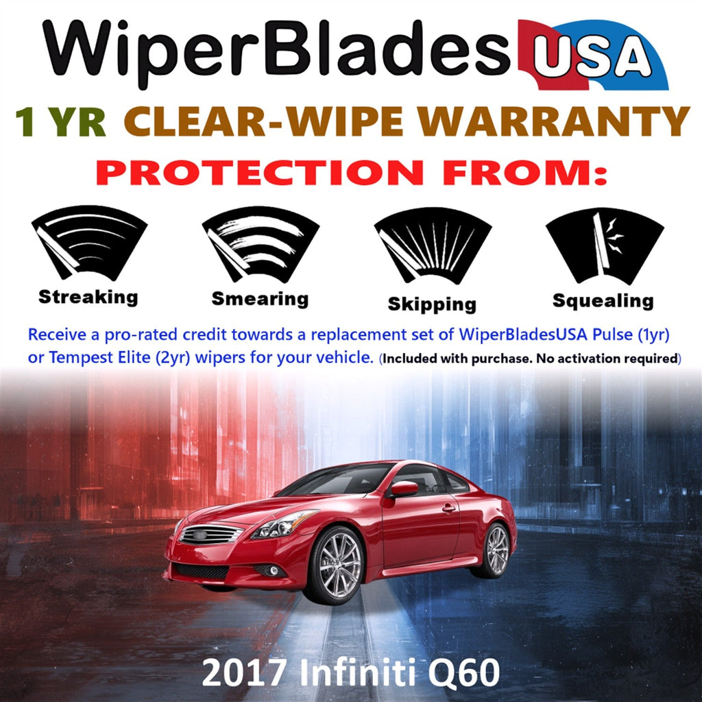 2017 Infiniti Q60 Wiper Blades Set w/1yr Warranty (Set of 2) Pulse Beam Wipers-1