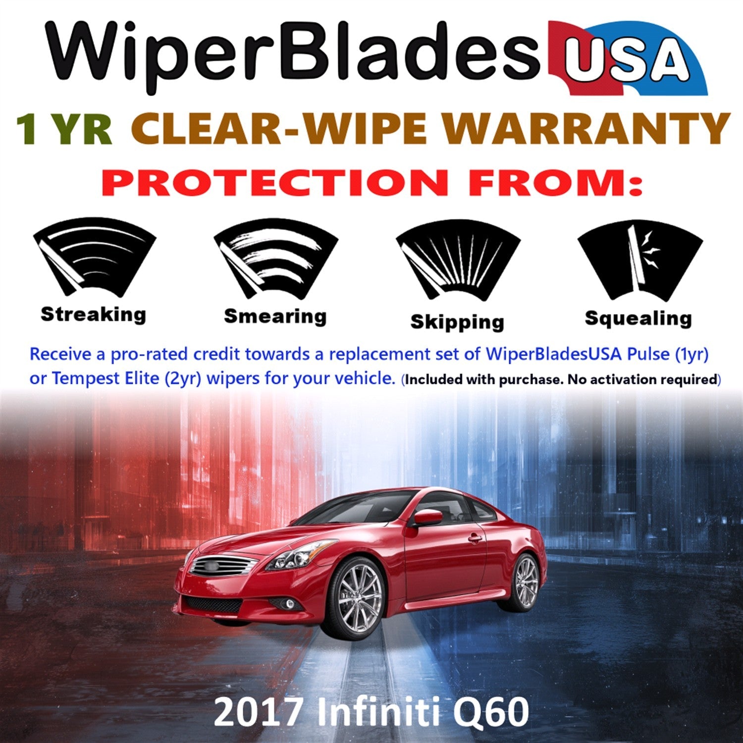 2017 Infiniti Q60 Wiper Blades Set w/1yr Warranty (Set of 2) Pulse Beam Wipers-1