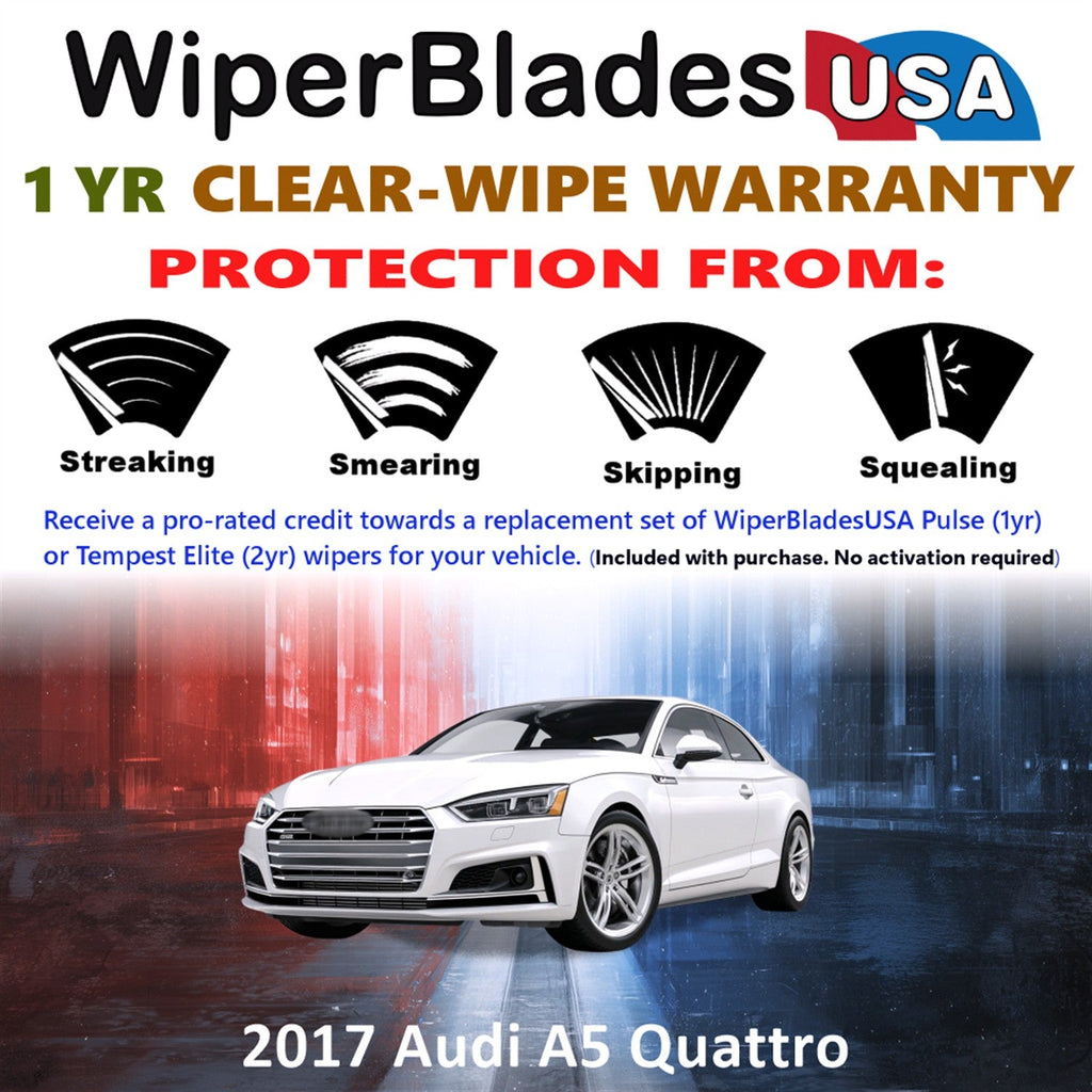 2017 Audi A5 Quattro Wiper Blades w/1yr Wear Warranty (Set of 2) Wipers-1