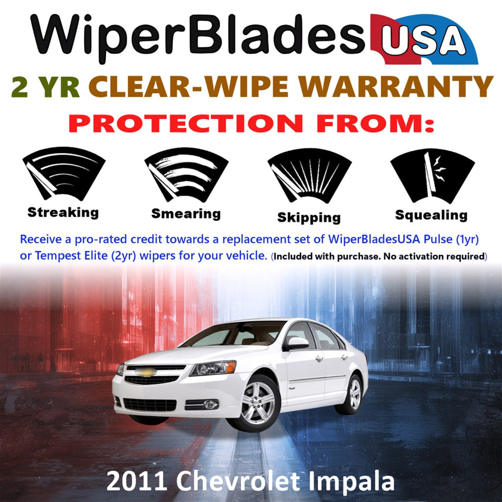 2011 Chevrolet Impala Wiper Blades w/2yr Wear Warranty (Set of 2) Beam Wipers-1