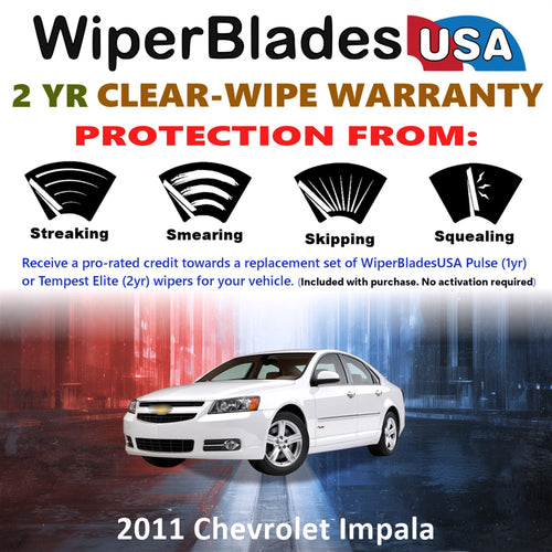 2011 Chevrolet Impala Wiper Blades w/2yr Wear Warranty (Set of 2) Beam Wipers-1