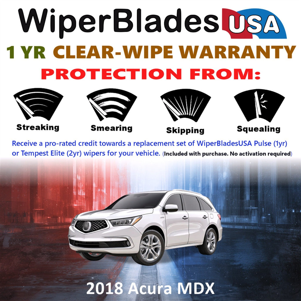 2018 Acura MDX Wiper Blades Set w/1yr Wear Warranty (Set of 2) Pulse Beam Wipers-1