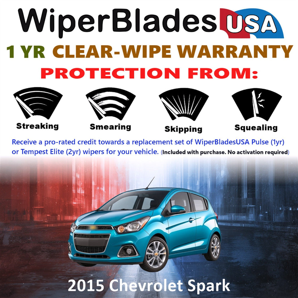 2015 Chevrolet Spark Wiper Blades w/1yr Wear Warranty (Set of 2) Wipers-1