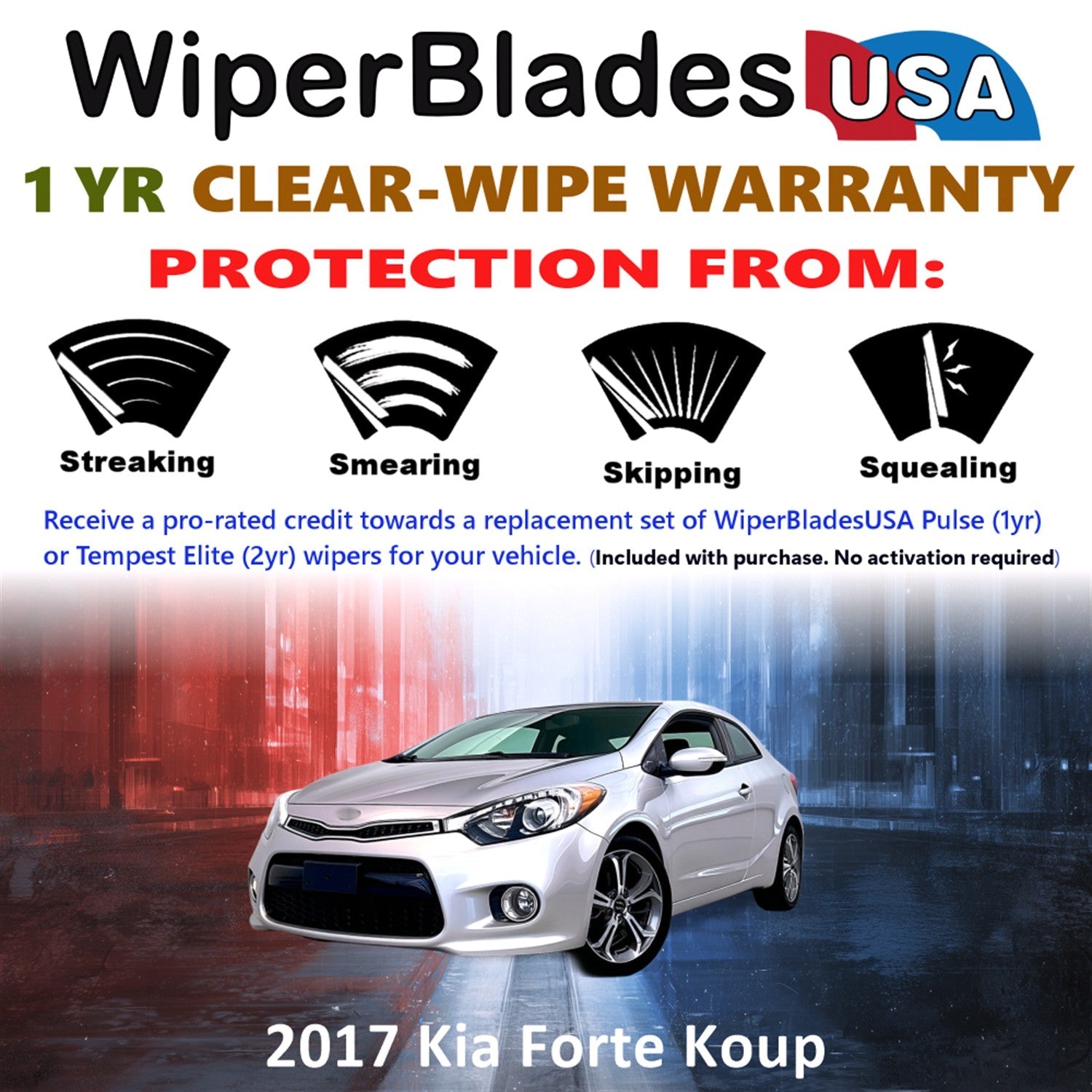 2017 Kia Forte Koup Wiper Blades Set w/1yr Warranty (Set of 2) Pulse Beam Wipers-1