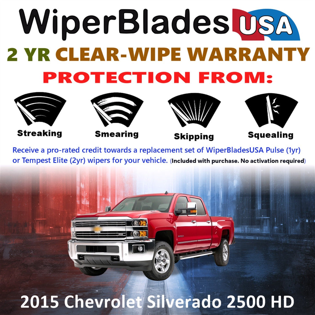 2015 Chevrolet Silverado 2500 HD Wiper Blades w/2yr Warranty (Set of 2) Wipers-1