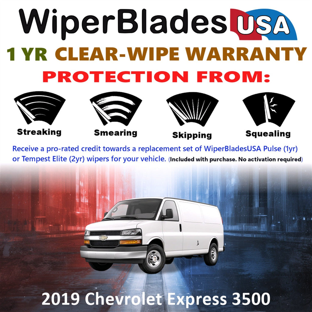 2019 Chevrolet Express 3500 Wiper Blades w/1yr Wear Warranty (Set of 2) Wipers-1