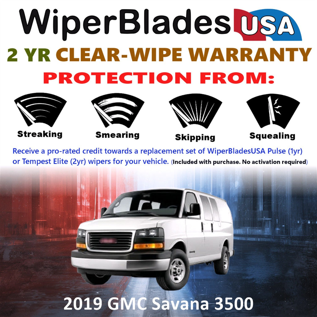 2019 GMC Savana 3500 Wiper Blades w/2yr Wear Warranty (Set of 2) Beam Wipers-1