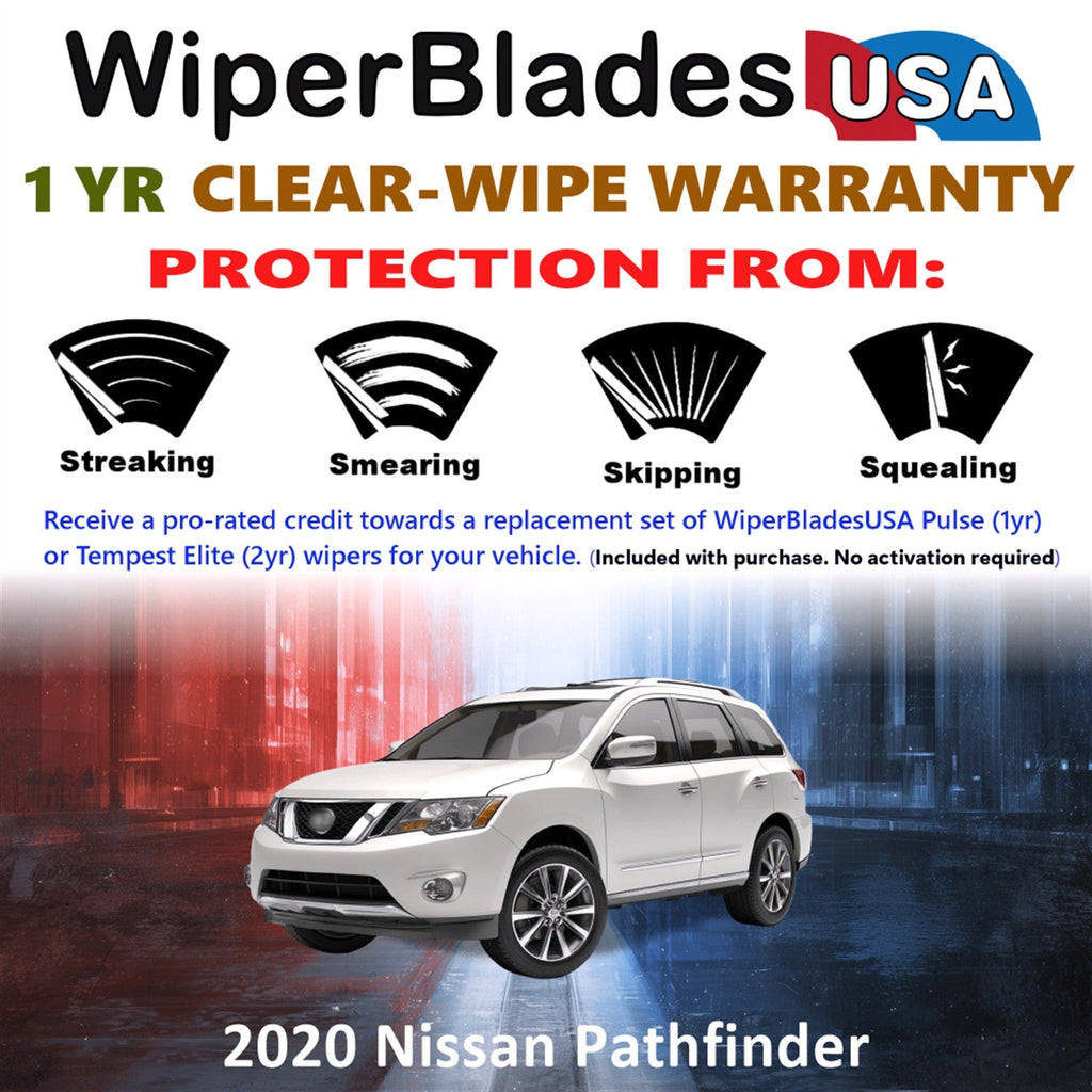 2020 Nissan Pathfinder Wiper Blades w/1yr Wear Warranty (Set of 2) Wipers-1