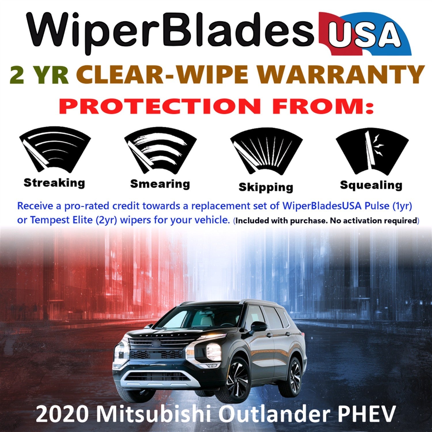 2020 Mitsubishi Outlander PHEV Wiper Blades w/2yr Warranty (Set of 2) Wipers-1