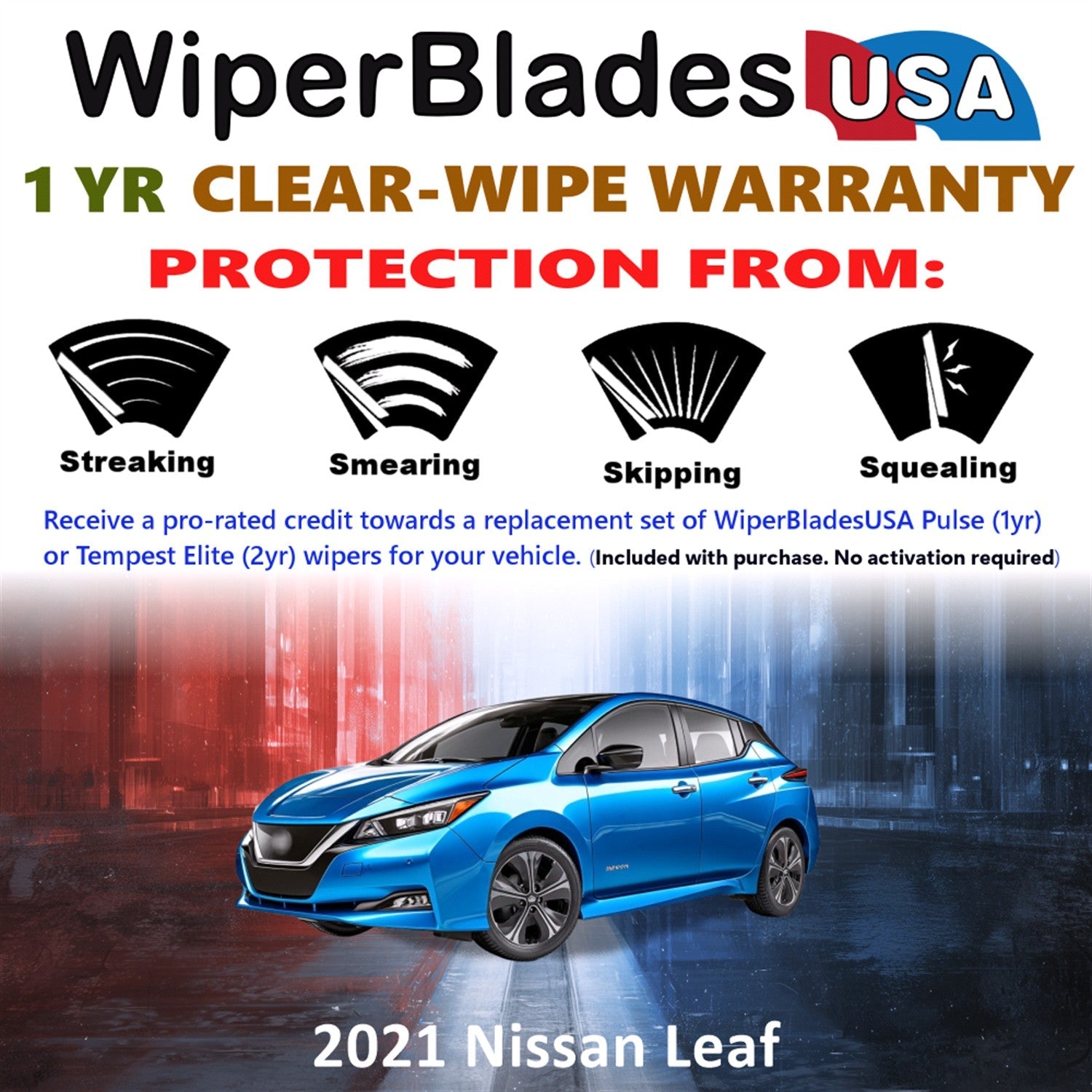 2021 Nissan Leaf Wiper Blades Set w/1yr Warranty (Set of 2) Pulse Beam Wipers-1