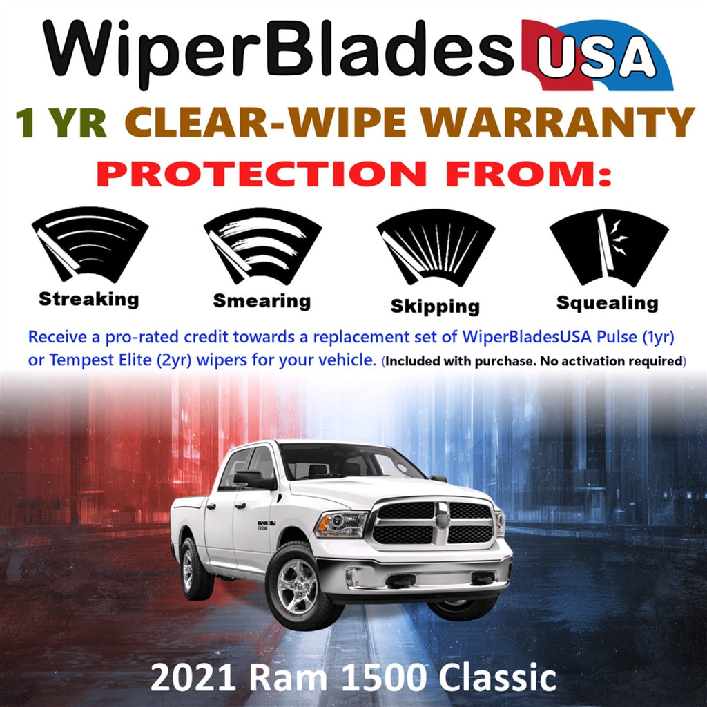 2021 Ram 1500 Classic Wiper Blades w/1yr Wear Warranty (Set of 2) Wipers-1
