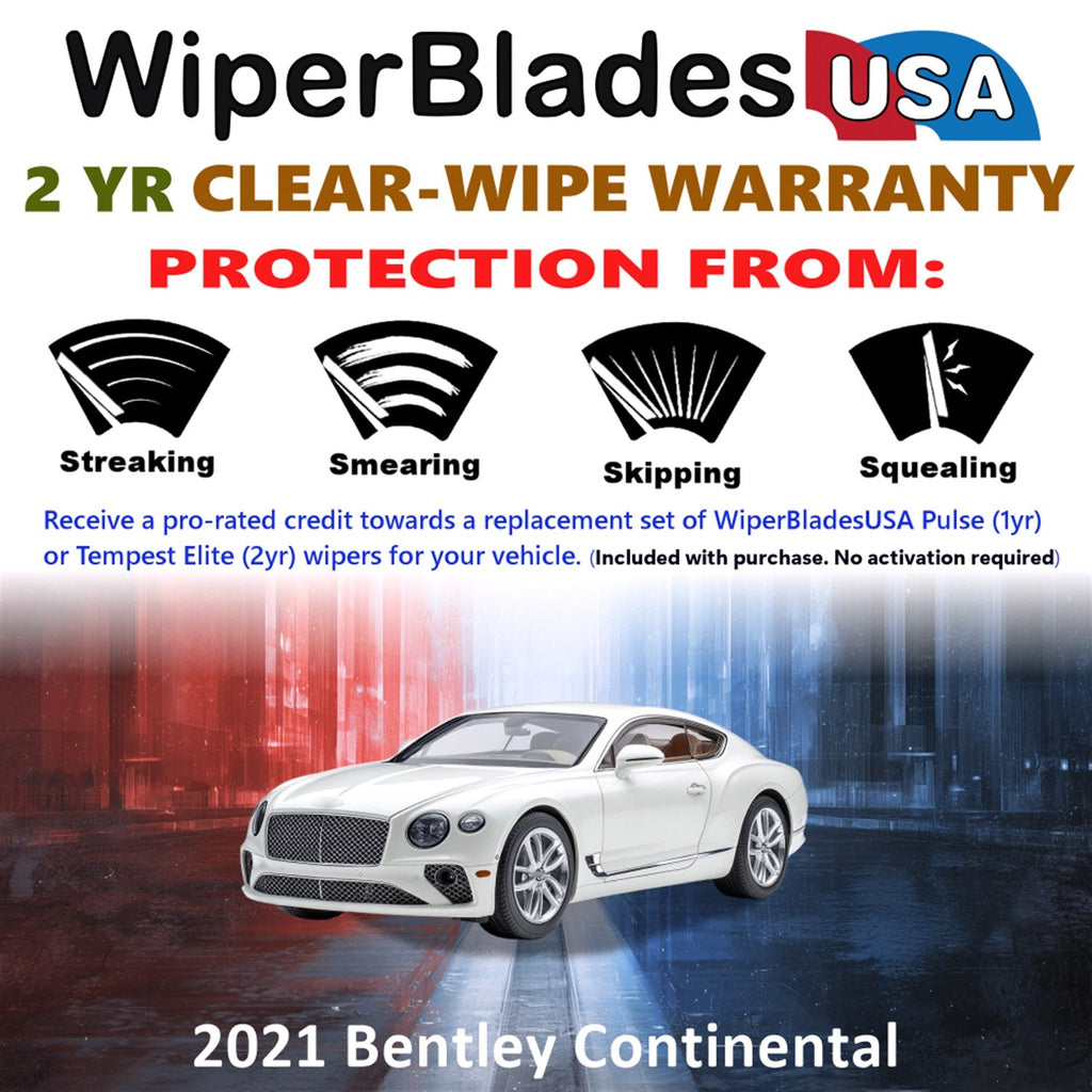 2021 Bentley Continental Wiper Blades w/2yr Wear Warranty (Set of 2) Beam Wipers-1