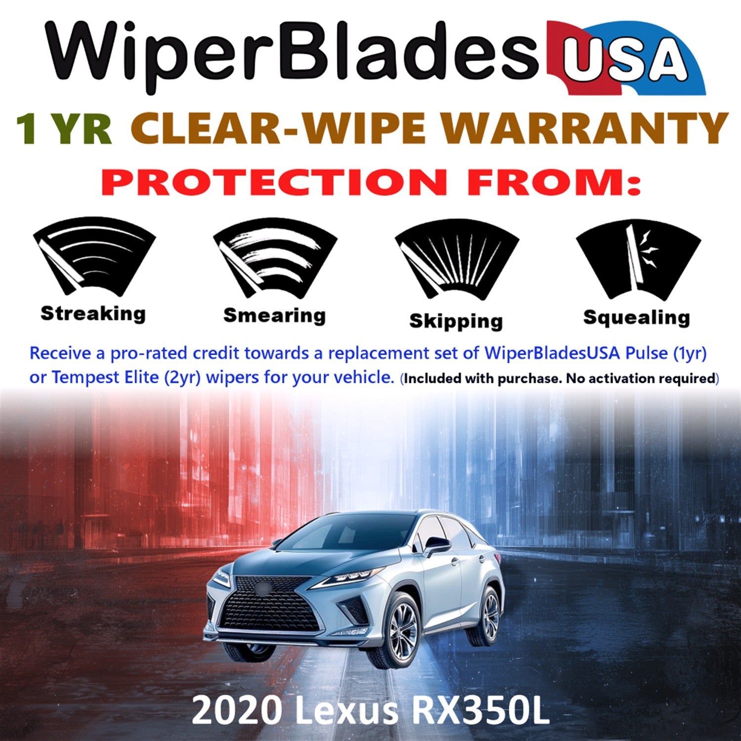 2020 Lexus RX350L Wiper Blades Set w/1yr Warranty (Set of 2) Pulse Beam Wipers-1