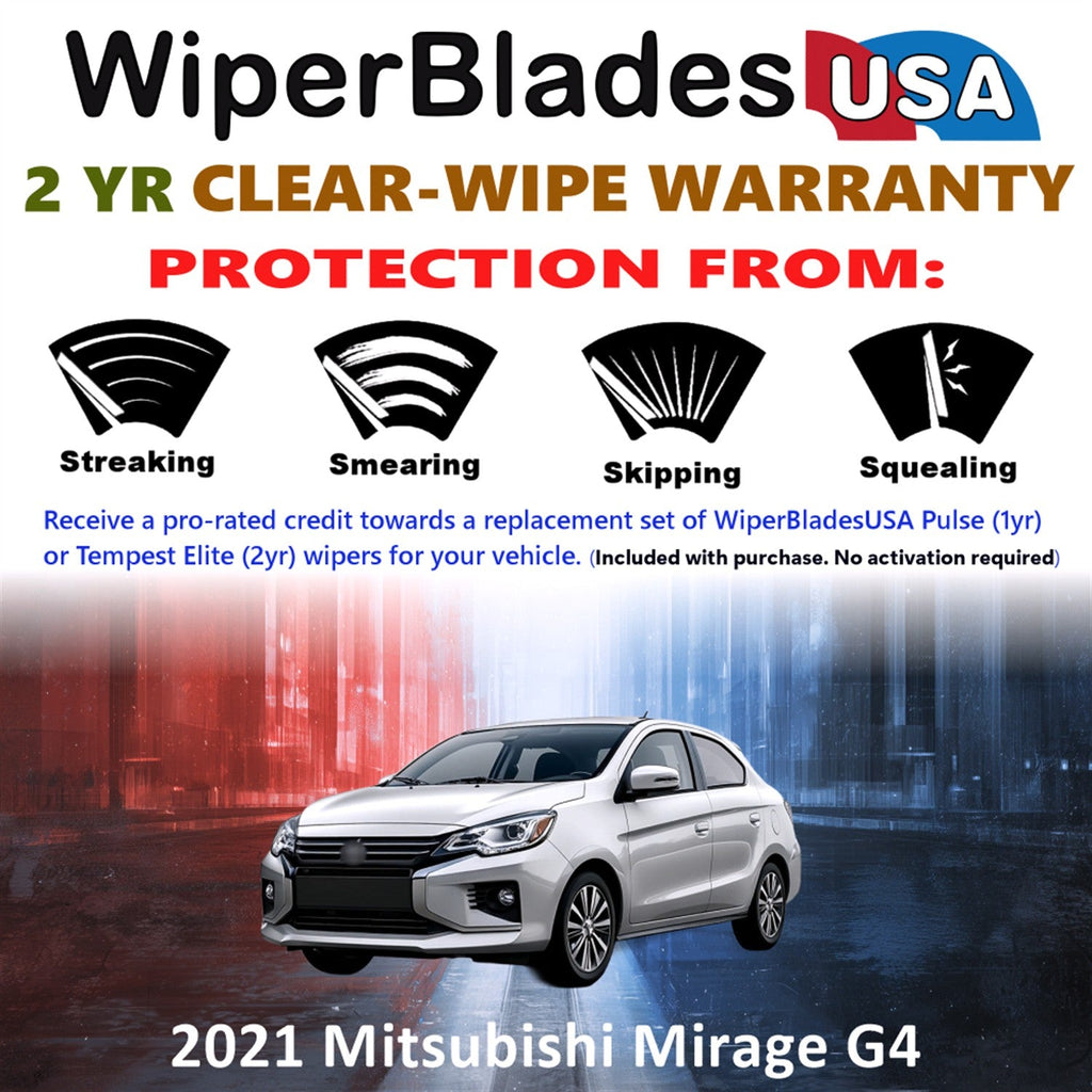 2021 Mitsubishi Mirage G4 Wiper Blades w/2yr Wear Warranty (Set of 2) Wipers-1