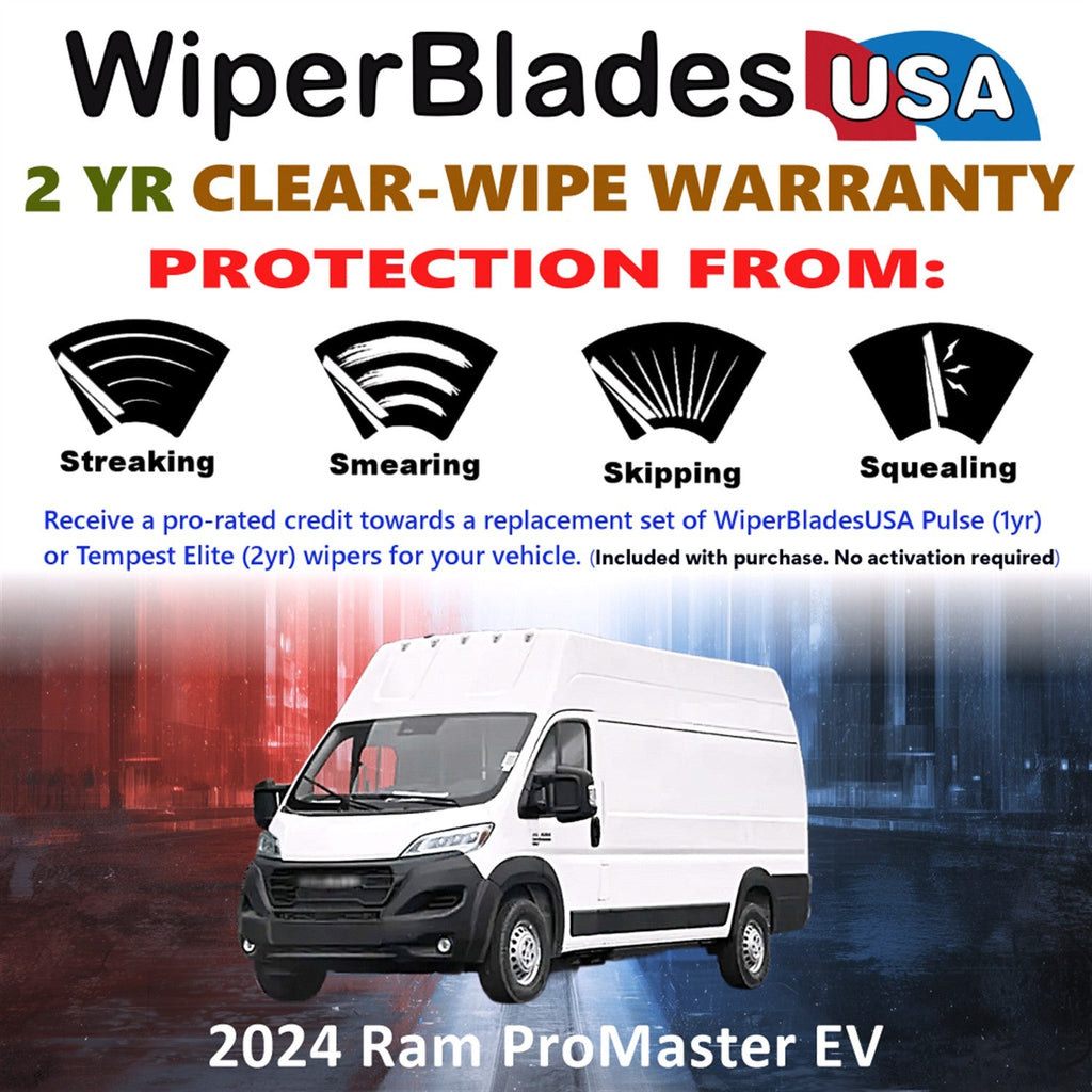 2024 Ram ProMaster EV Wiper Blades w/2yr Wear Warranty (Set of 2) Beam Wipers-1
