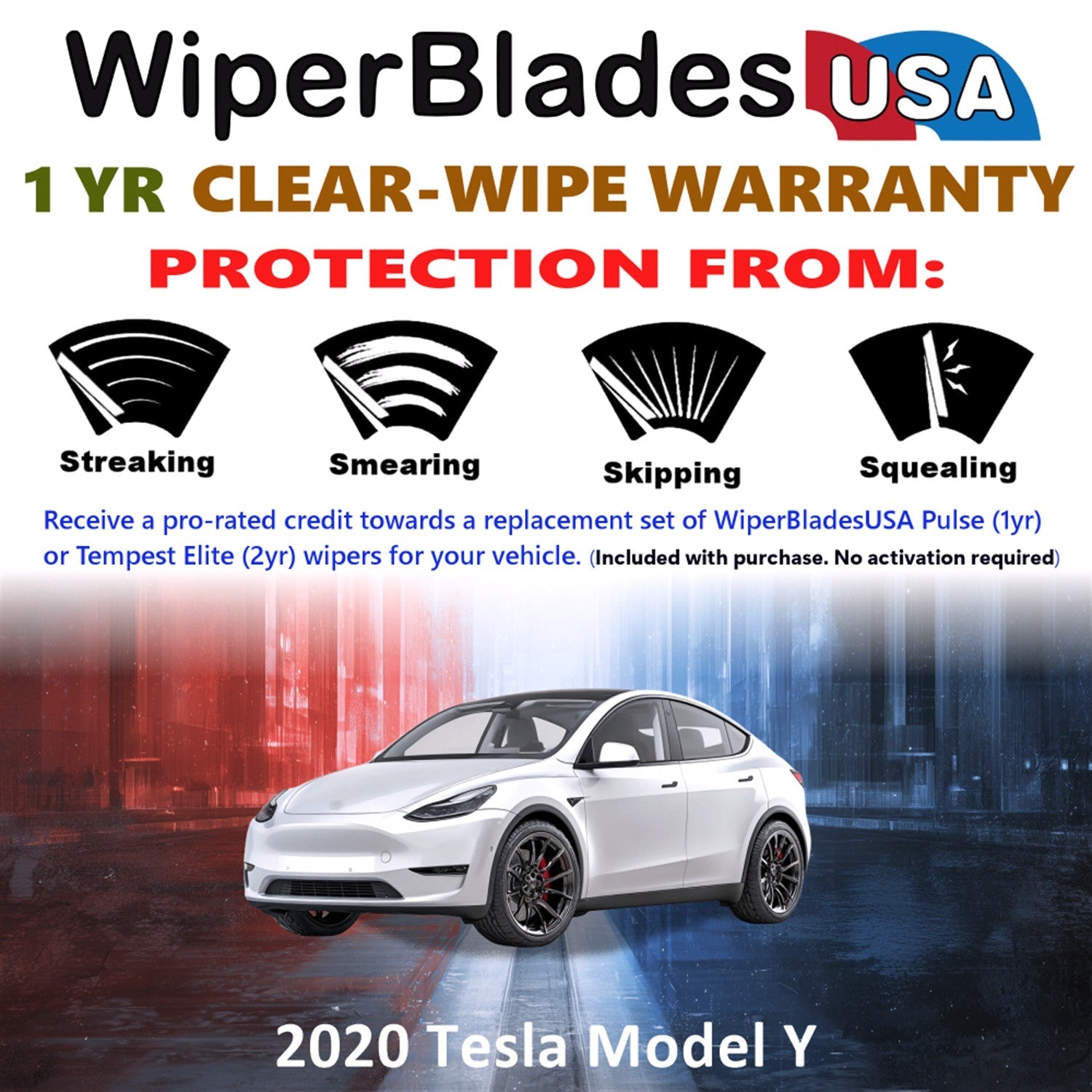 2020 Tesla Model Y Wiper Blades Set w/1yr Warranty (Set of 2) Pulse Beam Wipers-1