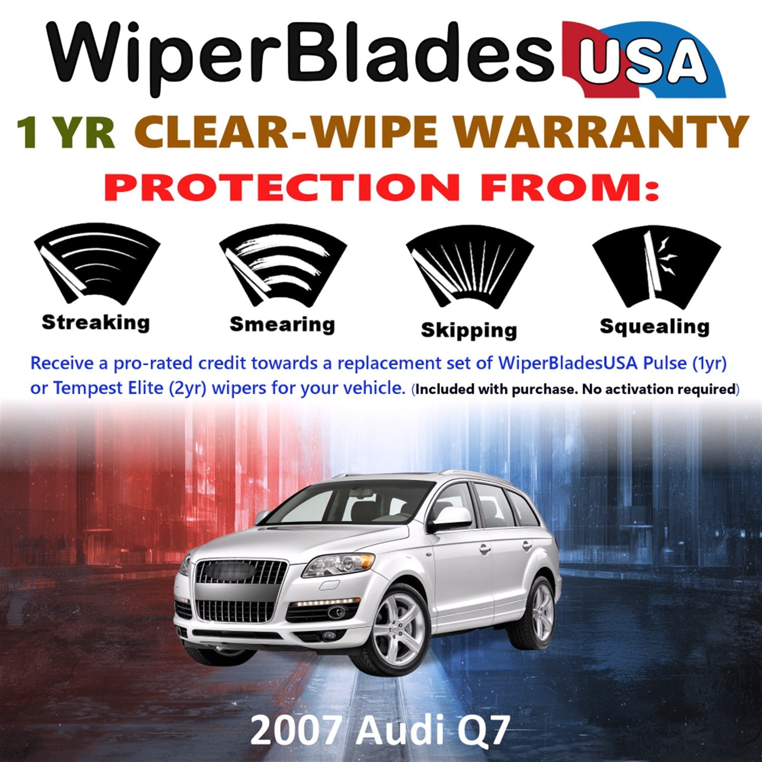 2007 Audi Q7 Wiper Blades Set w/1yr Wear Warranty (Set of 2) Pulse Beam Wipers-1