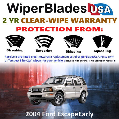 2004 Ford Escape (Early) Wiper Blades w/2yr Warranty (Set of 3) w/Rear Wipers-1