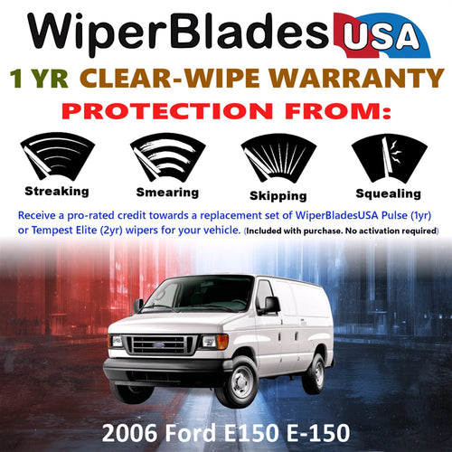 2006 Ford E150 E-150 Wiper Blades w/1yr Wear Warranty (Set of 2) Wipers-1