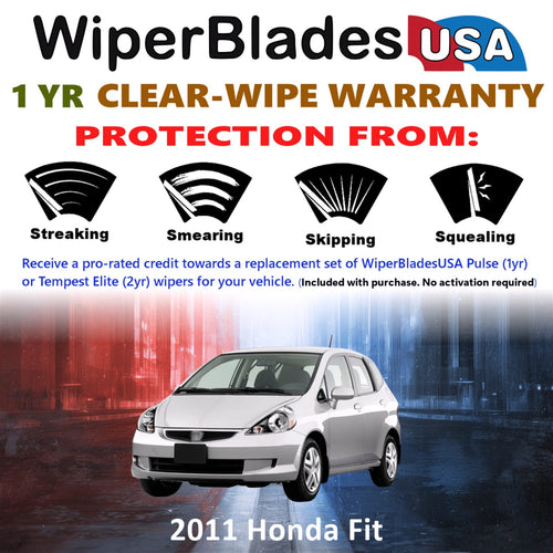2011 Honda Fit Wiper Blades w/1yr Wear Warranty (Set of 3) w/Rear Wipers-1