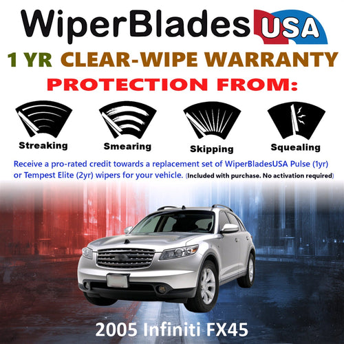 2005 Infiniti FX45 Wiper Blades w/1yr Wear Warranty (Set of 3) w/Rear Wipers-1