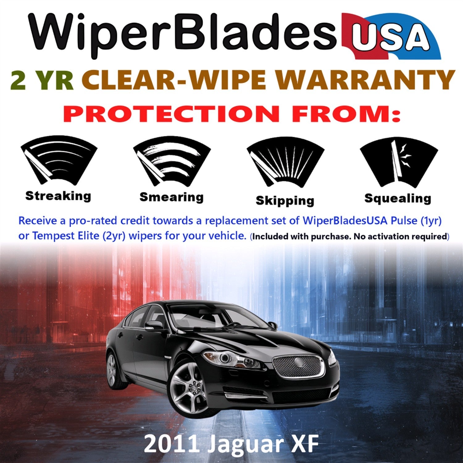 2011 Jaguar XF Wiper Blades Set w/2yr Warranty (Set of 2) Tempest Elite Wipers-1