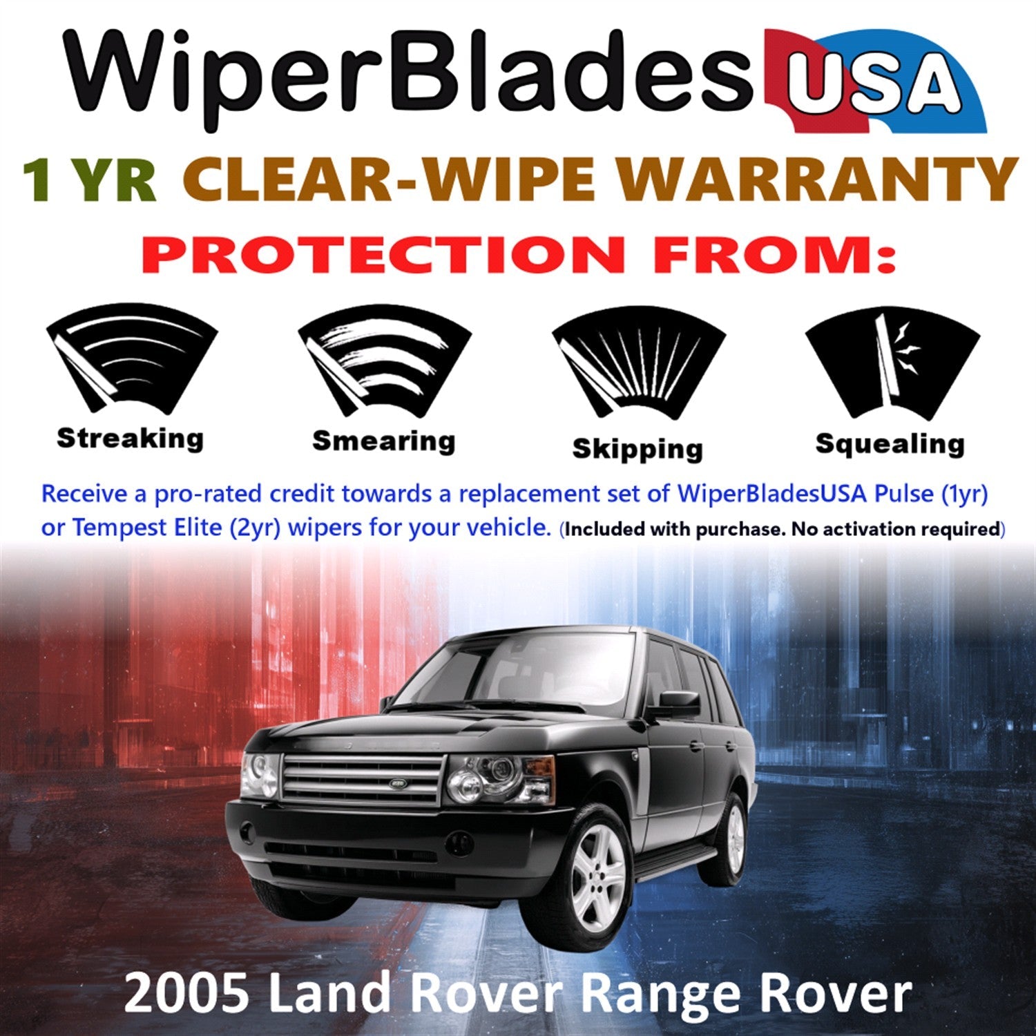 2005 Land Rover Range Rover Wiper Blades w/1yr Warranty (Set of 3) w/Rear Wipers-1