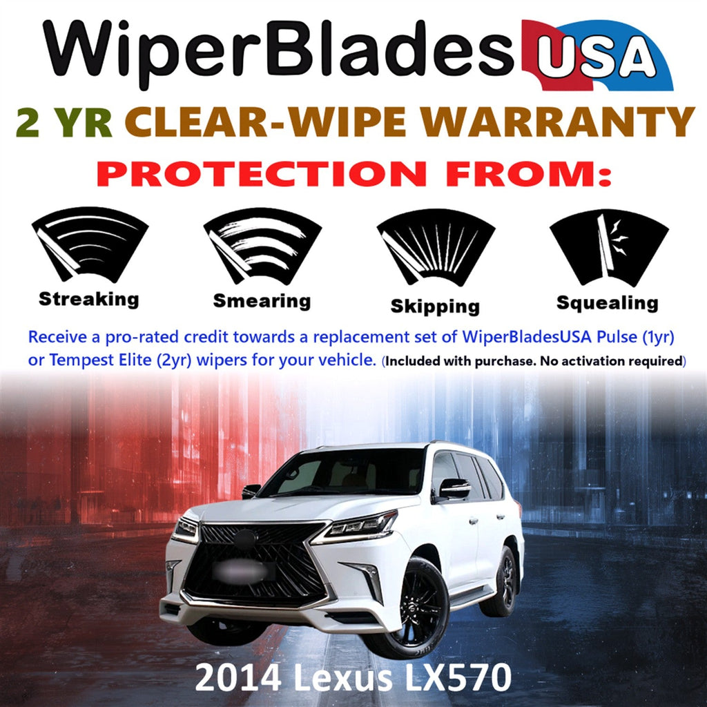 2014 Lexus LX570 Wiper Blades Set w/2yr Warranty (Set of 2) Tempest Elite Wipers-1