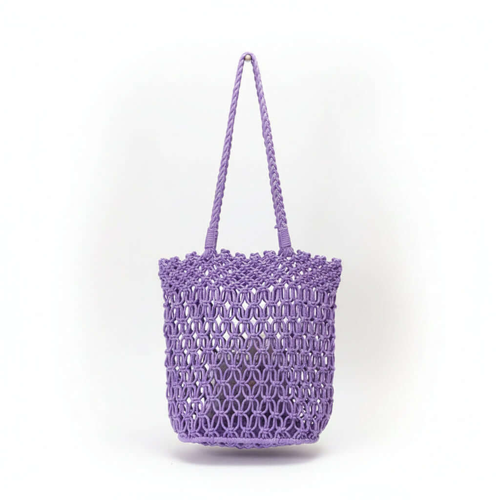 Women beach vacation bag Hollow Out Cutout Shoulder Cotton Woven Bag-0