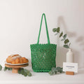 Women beach vacation bag Hollow Out Cutout Shoulder Cotton Woven Bag-1