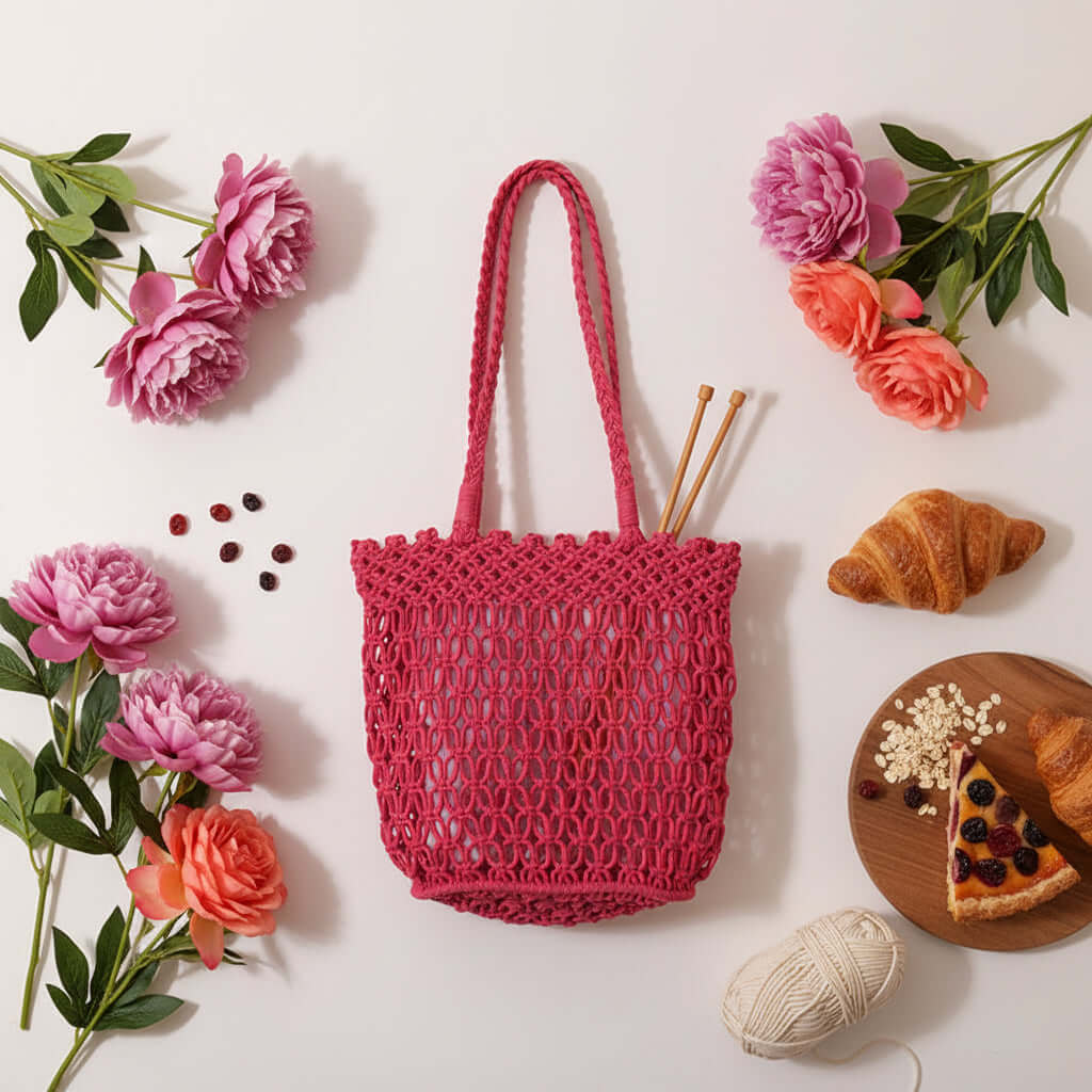 Women beach vacation bag Hollow Out Cutout Shoulder Cotton Woven Bag-6