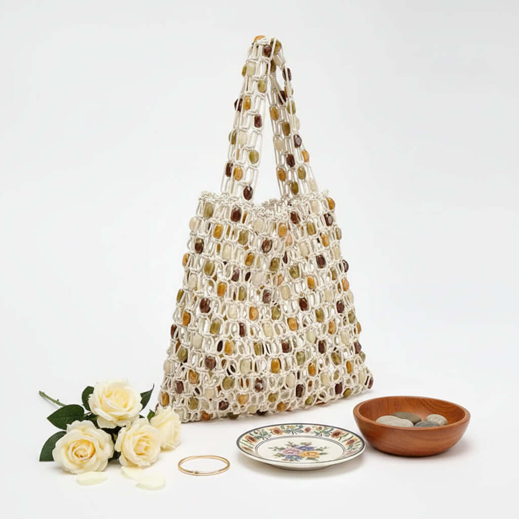 Womens beaded beach bag Casual Women Special Woven Bag-0