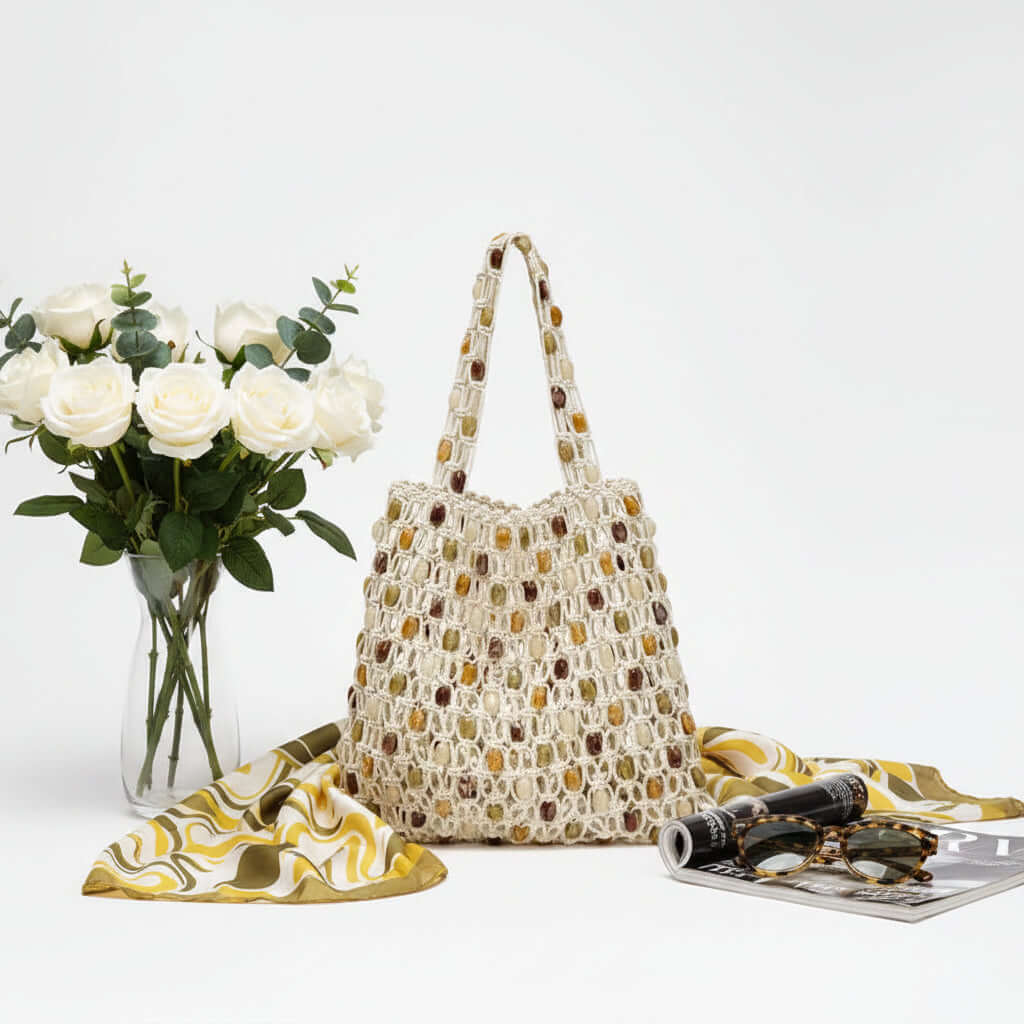 Womens beaded beach bag Casual Women Special Woven Bag-1