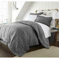 King Size 8-Piece Microfiber Reversible Bed-in-a-Bag Comforter Set in Grey-0