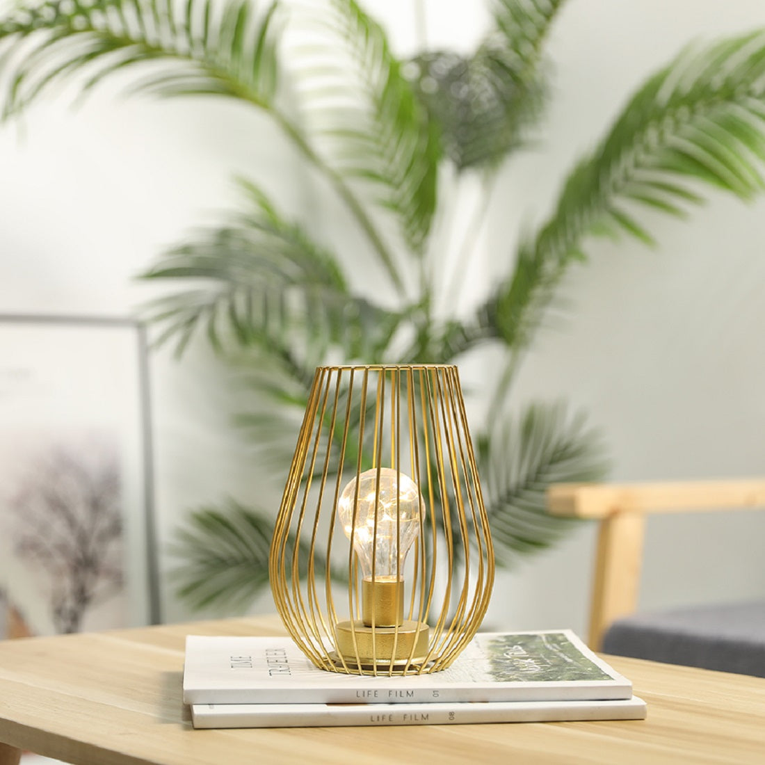 8'' Tall Cage ShapeTable Lamp Battery Lanterns-4