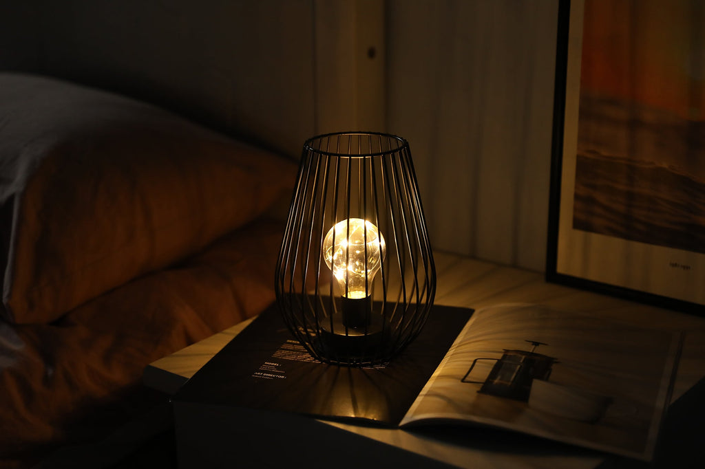 8'' Tall Cage ShapeTable Lamp Battery Lanterns-3