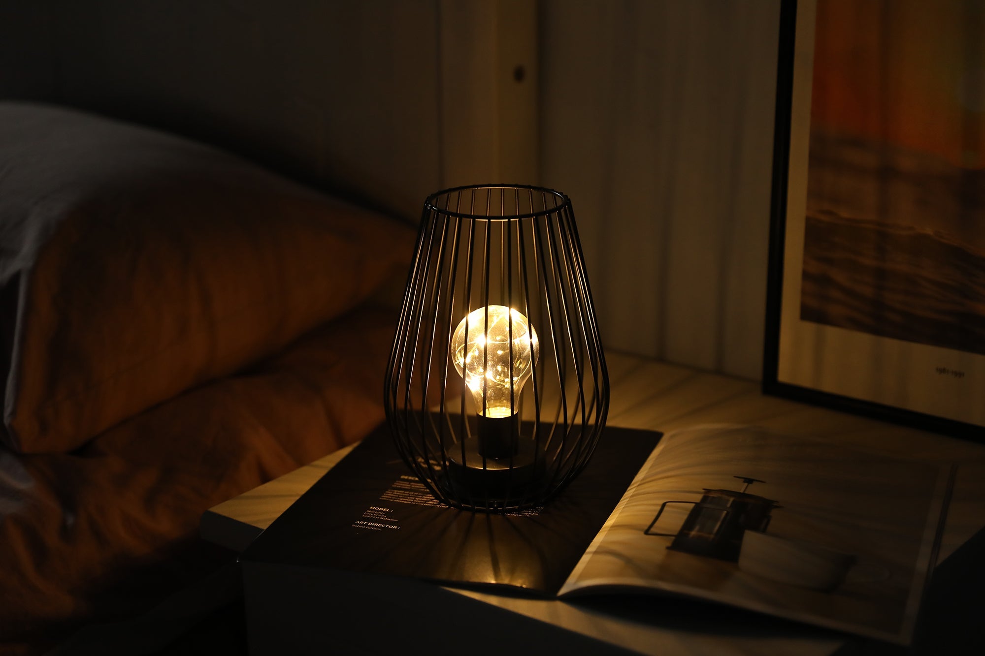 8'' Tall Cage ShapeTable Lamp Battery Lanterns-3