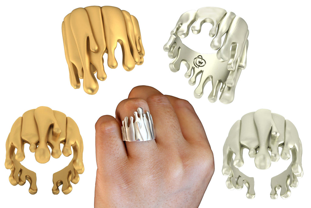 Antonio Wehrli Gravity Paint Drip Ring: Art into Jewelry-Sterling Silver-6