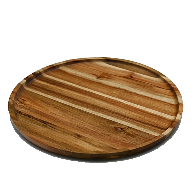 Zavis Green Acacia Wood Round Stackable Plate / Platter 14" | Dishwasher Safe-0