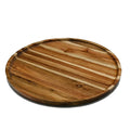 [ Set of 3 ] Zavis Green Acacia Wood Round Stackable Plate / Platter 14" | Dishwasher Safe-0