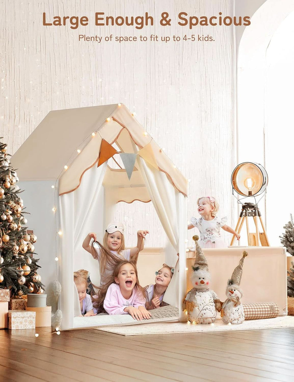 Kids Large Indoor Outdoor Play Tent Enclosure With Lights-3