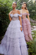 Rhinestone Corset Ruffle Gown-4