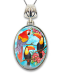 Toucan Silver Plated Mother of Pearl Jewelry Pendant Necklace - 44041-0