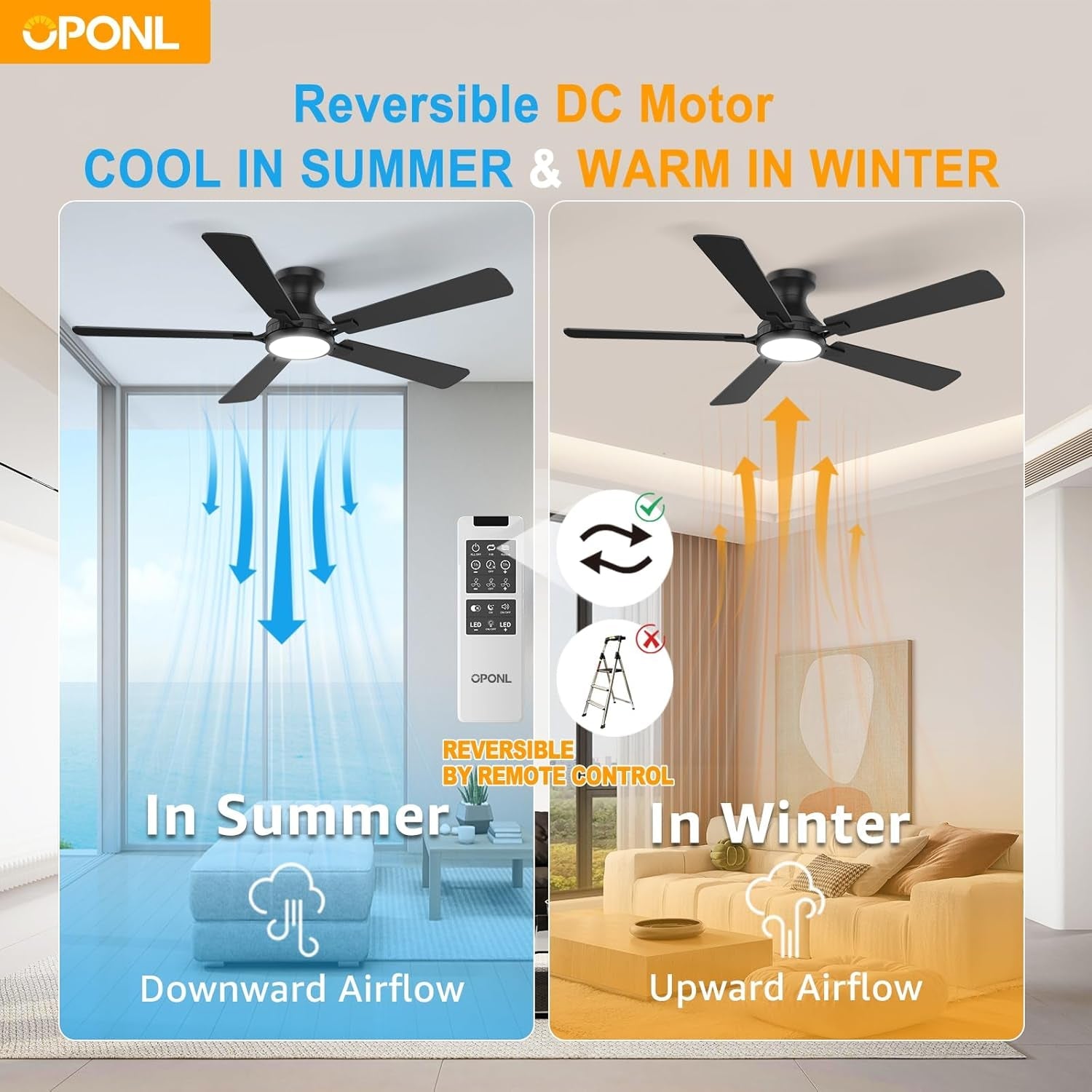 52 Inch Matte Black Ceiling Fan Contemporary Edition-4