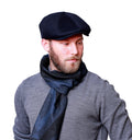 HATSQUARE Wool 8 Panel Newsboy Cap Baker BOY Flat Cap Men’S Winter Cap Unisex NEWSIE Cap - Dark Blue - L