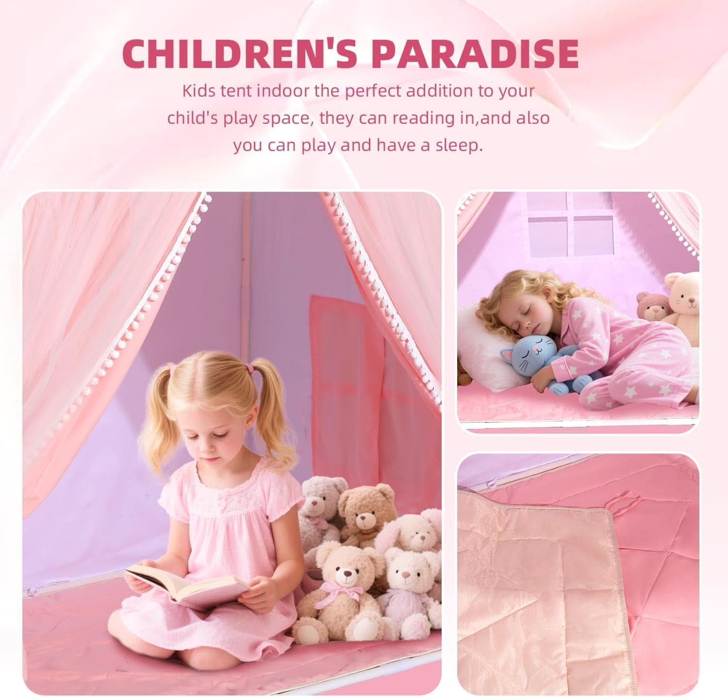 Pink Large Toddler Playhouse Fortress Castle Pro Tent-2