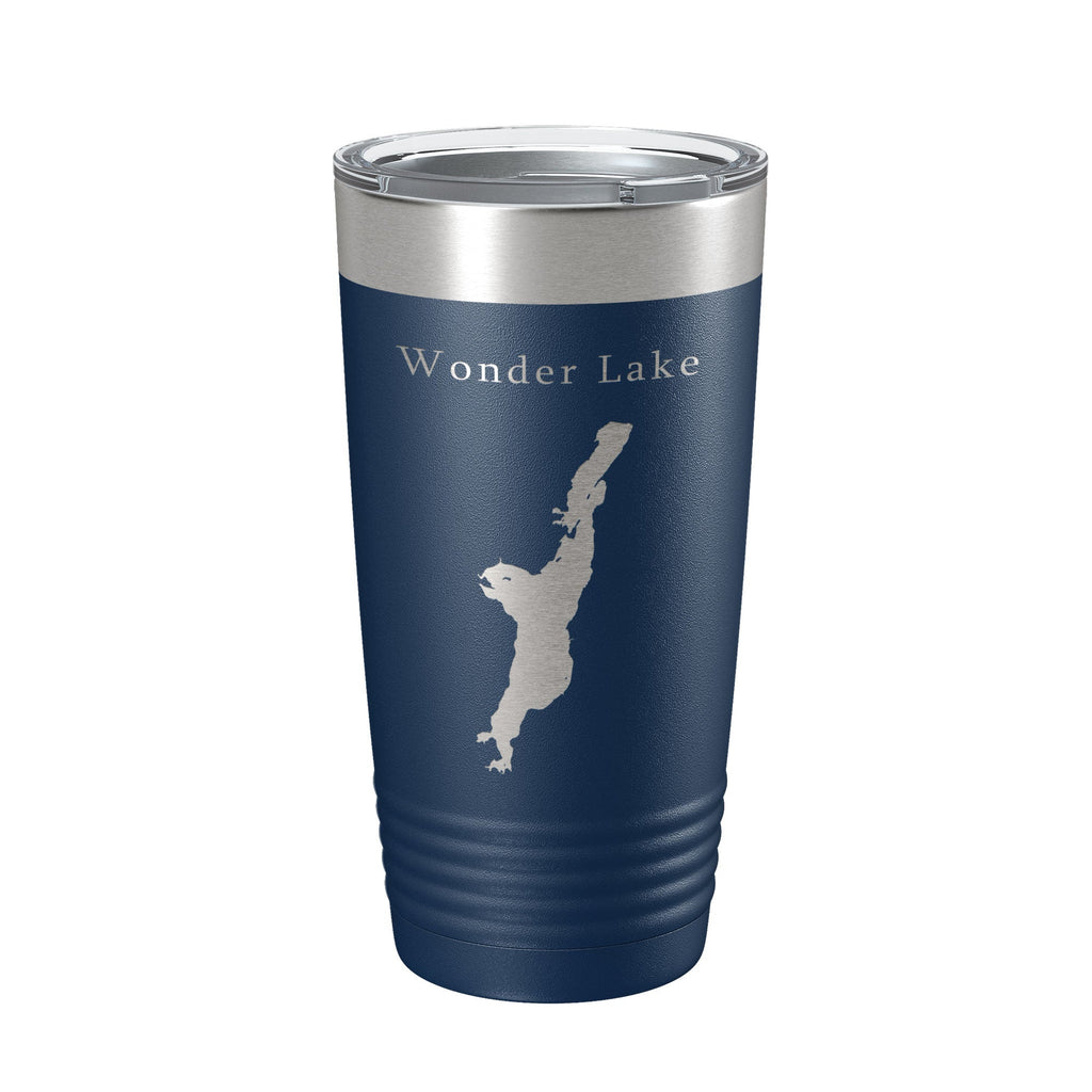Wonder Lake Map Tumbler Travel Mug Insulated Laser Engraved Coffee Cup Illinois 20 oz-2